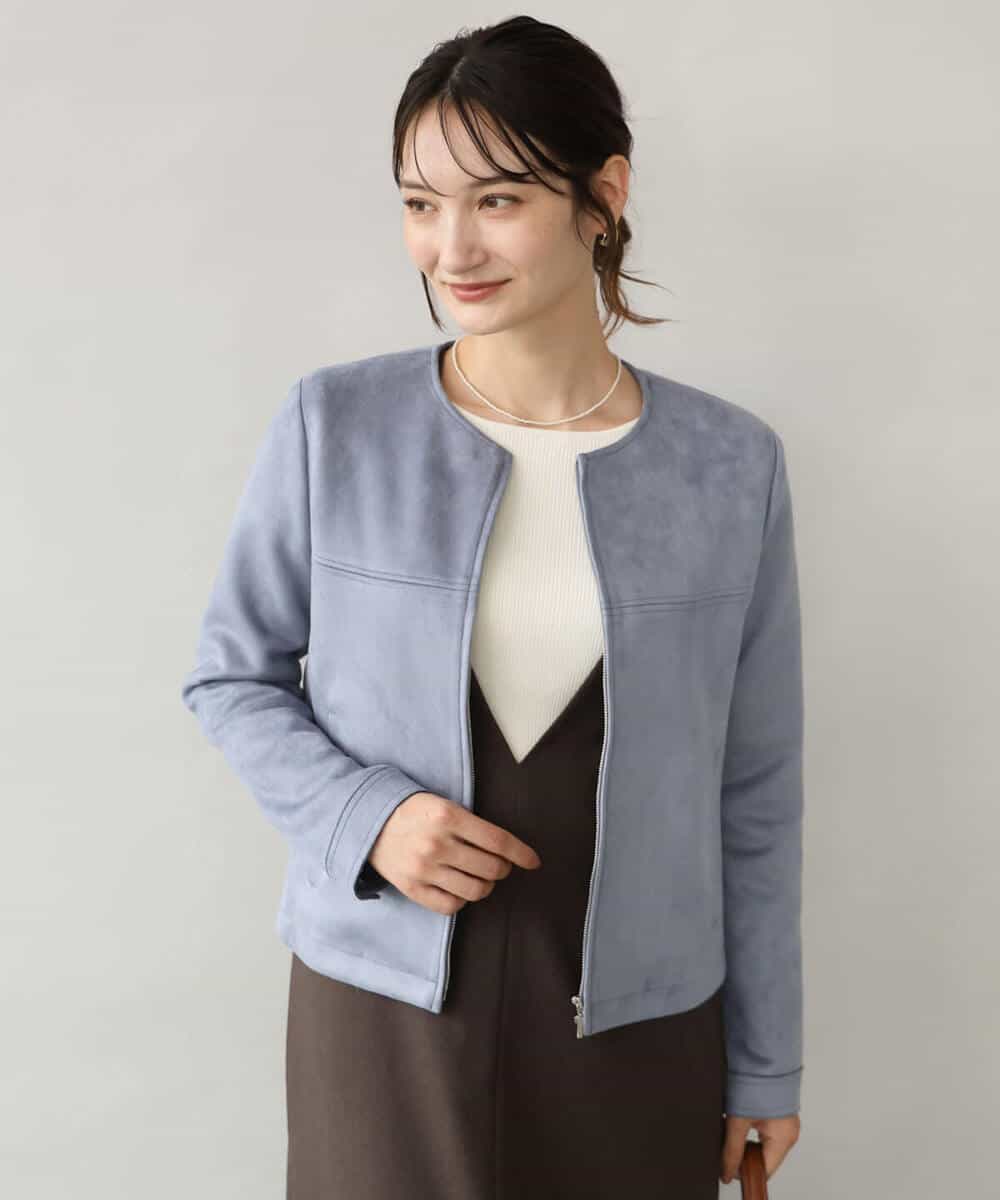 FOJAG32190 MK MICHEL KLEIN(MK ミッシェルクラン) [洗える]フェイクスウェードショートブルゾン ベージュ