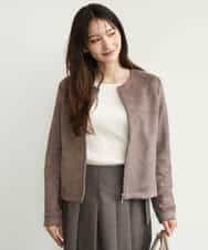 FOJAG32190 MK MICHEL KLEIN(MK ミッシェルクラン) [洗える]フェイクスウェードショートブルゾン ベージュ