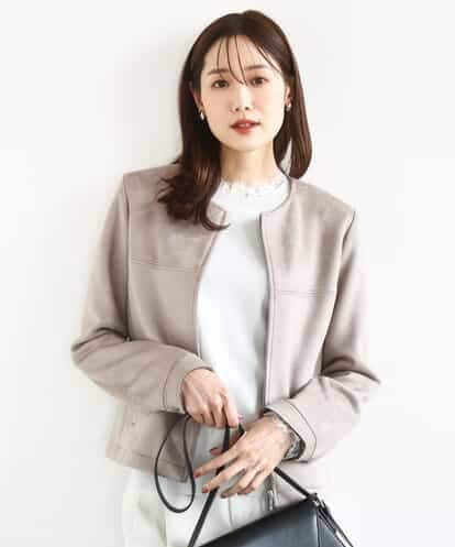 FOJDD32190  フェイクスウェードショートブルゾン/洗える