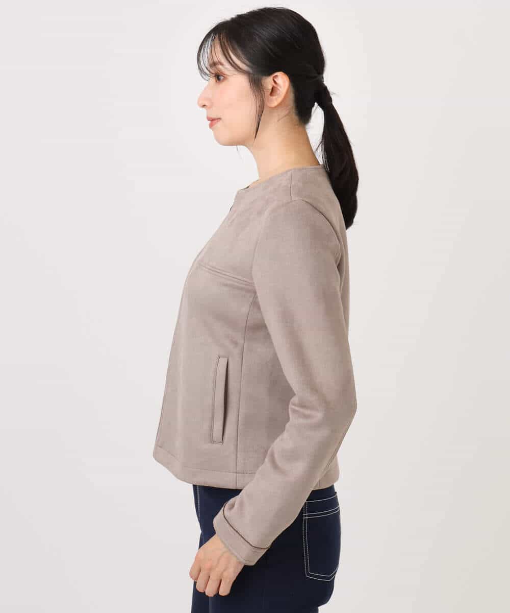 FOJDD32190 MK MICHEL KLEIN(MK ミッシェルクラン) フェイクスウェードショートブルゾン/洗える モカ