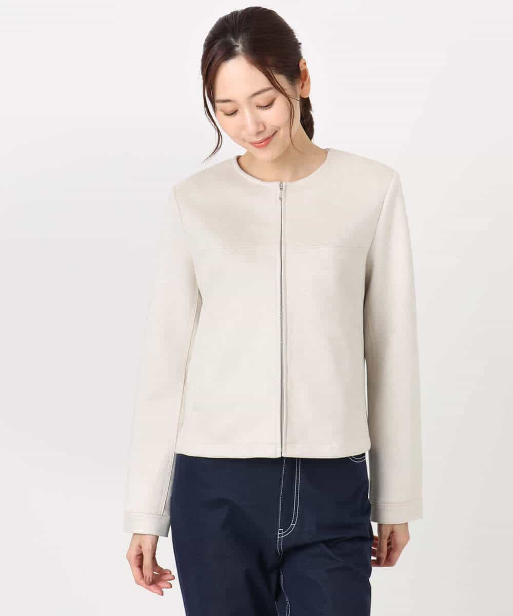 FOJDD32190 MK MICHEL KLEIN(MK ミッシェルクラン) フェイクスウェードショートブルゾン/洗える モカ