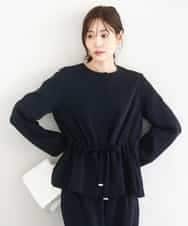 FOJFD13200 MK MICHEL KLEIN(MK ミッシェルクラン) ギャザーデザイン ジップアップブルゾン/撥水/防シワ/洗える ネイビー