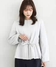 FOJFD13200 MK MICHEL KLEIN(MK ミッシェルクラン) ギャザーデザイン ジップアップブルゾン/撥水/防シワ/洗える ライトグレー