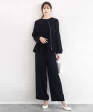 FOJFD13200 MK MICHEL KLEIN(MK ミッシェルクラン) ギャザーデザイン ジップアップブルゾン/撥水/防シワ/洗える ライトグレー