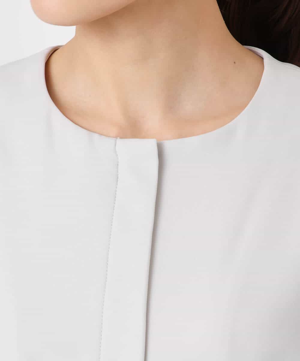 FOJFD13200 MK MICHEL KLEIN(MK ミッシェルクラン) ギャザーデザイン ジップアップブルゾン/撥水/防シワ/洗える ライトグレー