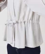 FOJFD13200 MK MICHEL KLEIN(MK ミッシェルクラン) ギャザーデザイン ジップアップブルゾン/撥水/防シワ/洗える ライトグレー