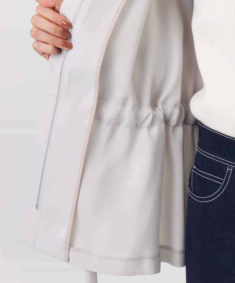 FOJFD13200 MK MICHEL KLEIN(MK ミッシェルクラン) ギャザーデザイン ジップアップブルゾン/撥水/防シワ/洗える ライトグレー