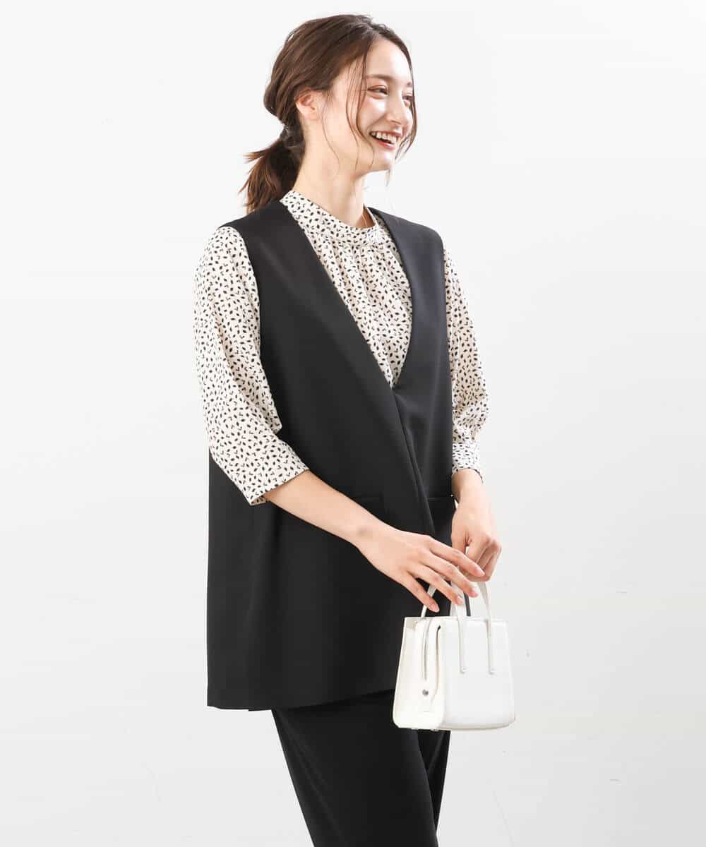 FOJJS26180 MK MICHEL KLEIN(MK ミッシェルクラン) Vネックベスト/セットアップ対応/洗える ブラウン