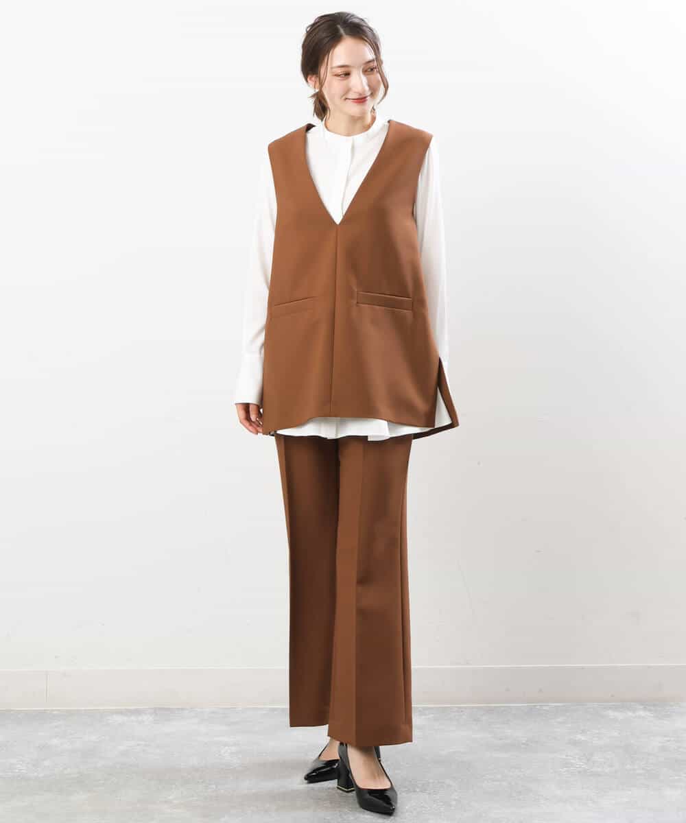 FOJJS26180 MK MICHEL KLEIN(MK ミッシェルクラン) Vネックベスト/セットアップ対応/洗える ブラウン