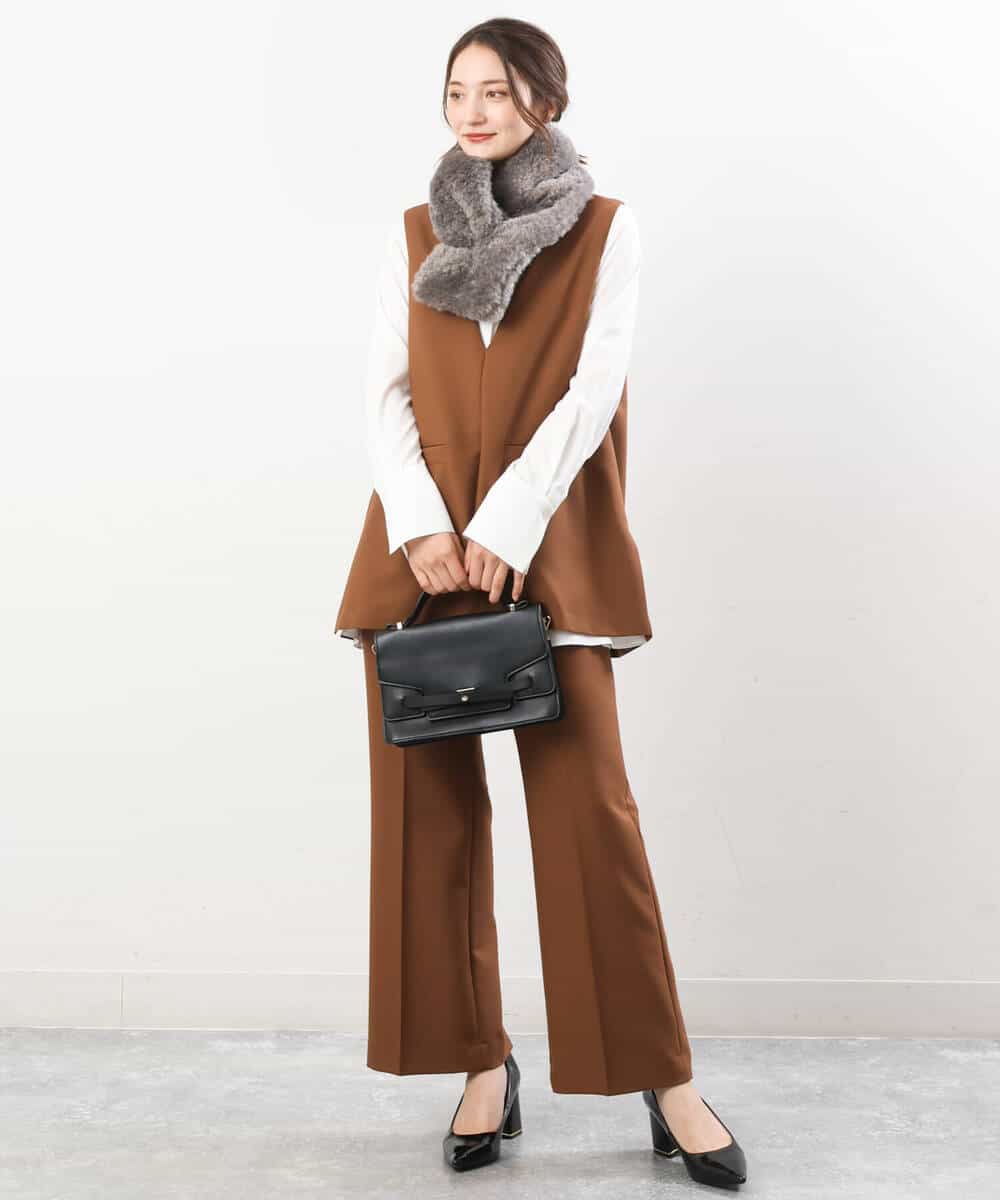 FOJJS26180 MK MICHEL KLEIN(MK ミッシェルクラン) Vネックベスト/セットアップ対応/洗える ブラウン