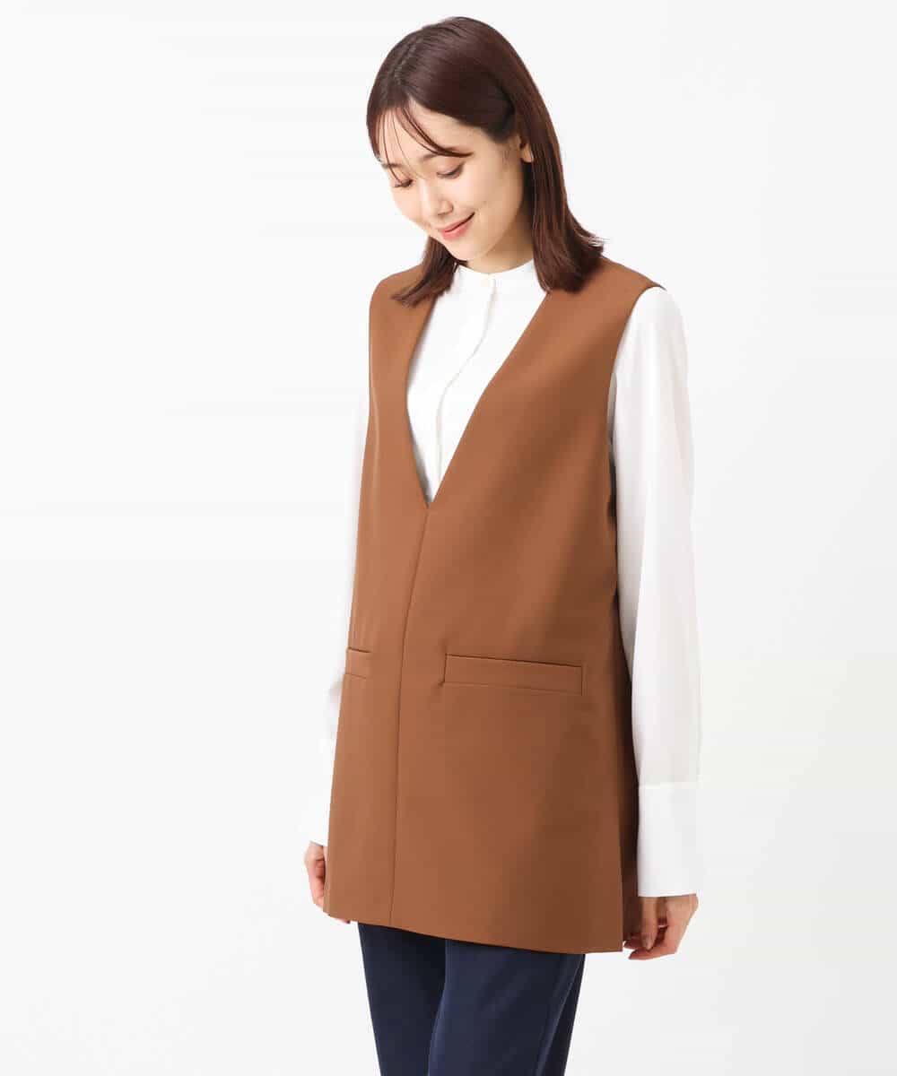 FOJJS26180 MK MICHEL KLEIN(MK ミッシェルクラン) Vネックベスト/セットアップ対応/洗える ブラウン