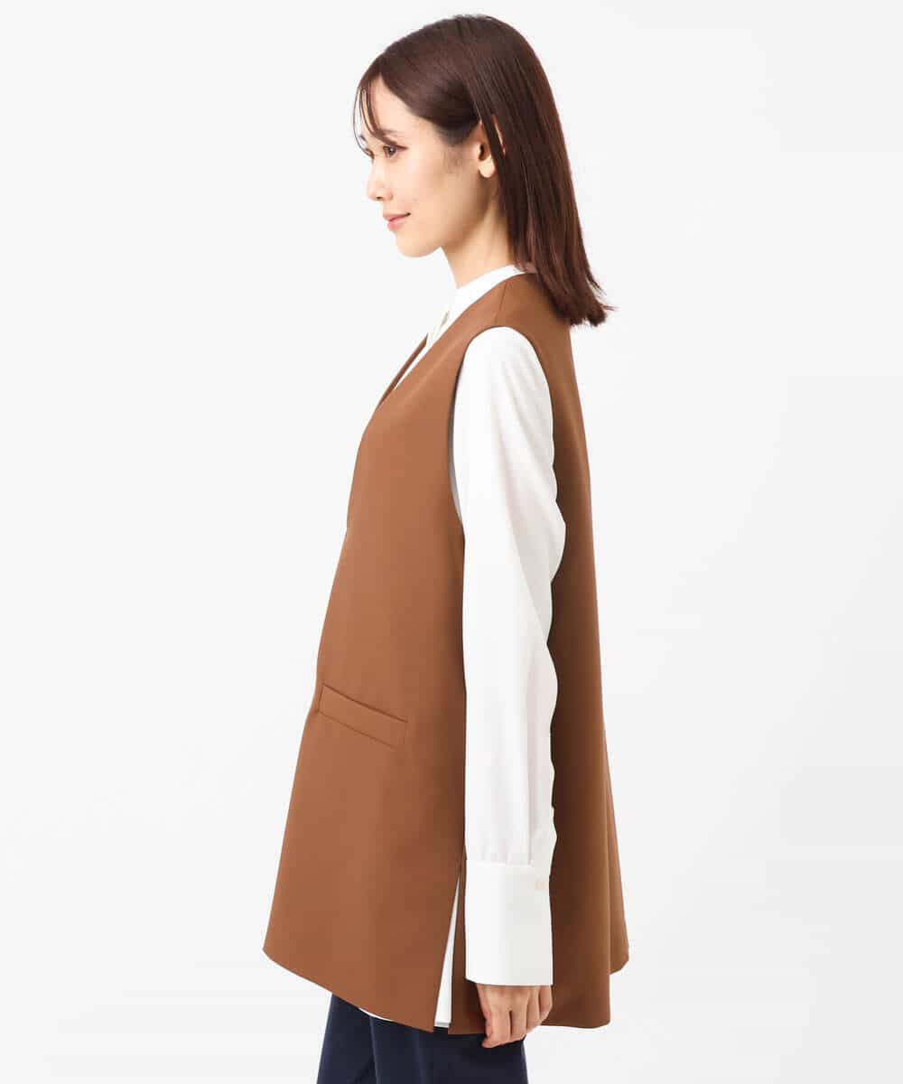 FOJJS26180 MK MICHEL KLEIN(MK ミッシェルクラン) Vネックベスト/セットアップ対応/洗える ブラウン