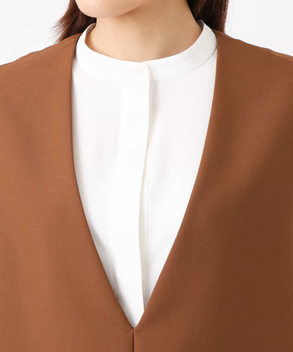 FOJJS26180 MK MICHEL KLEIN(MK ミッシェルクラン) Vネックベスト/セットアップ対応/洗える ブラウン
