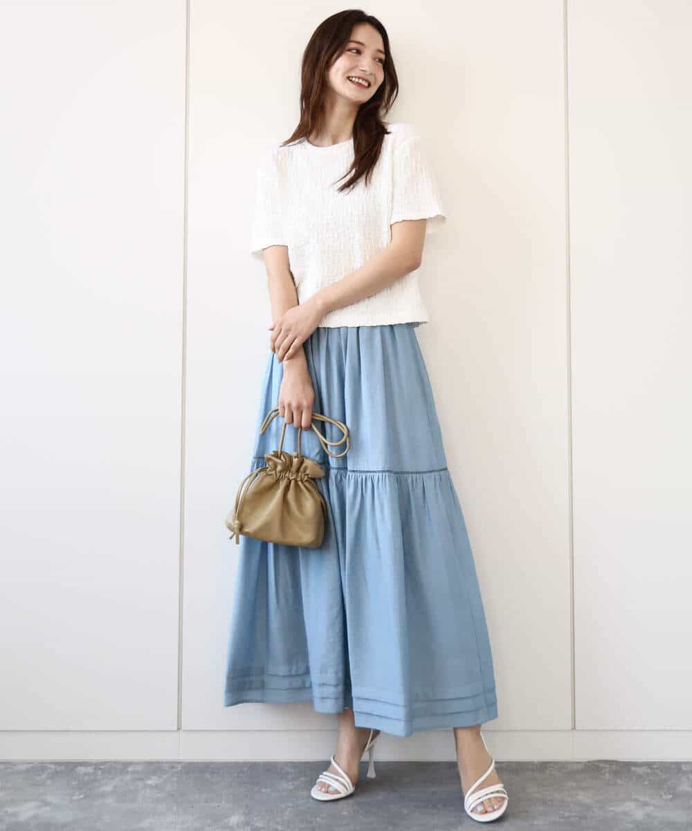 FOKGA50100 MK MICHEL KLEIN(MK ミッシェルクラン) フクレシャーリングカットソー/UVカット/洗える オレンジピーチ