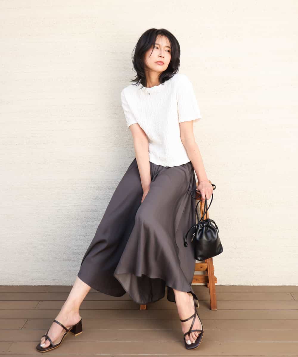 FOKGA50100 MK MICHEL KLEIN(MK ミッシェルクラン) フクレシャーリングカットソー/UVカット/洗える オレンジピーチ