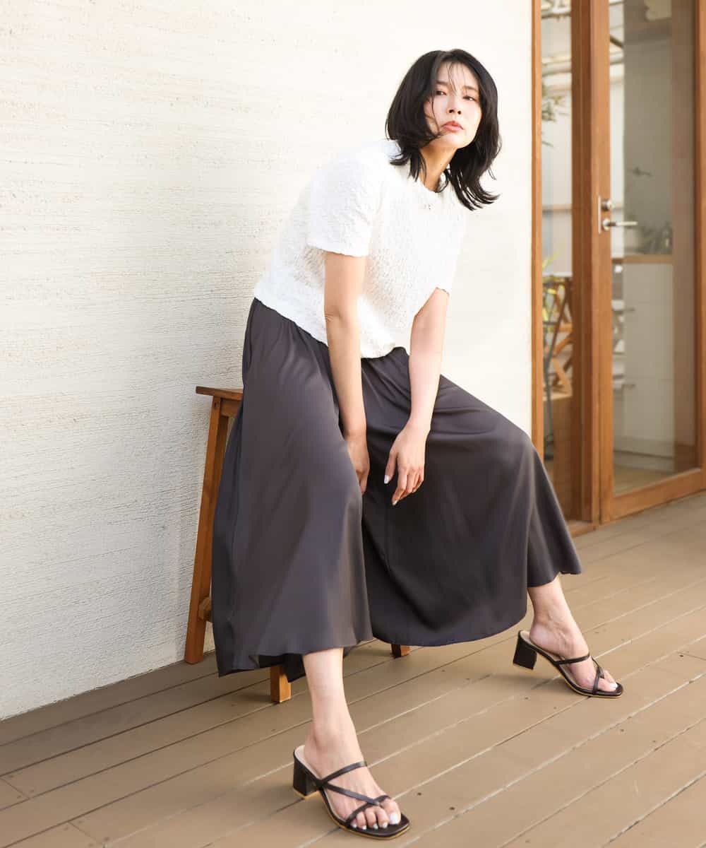 FOKGA50100 MK MICHEL KLEIN(MK ミッシェルクラン) フクレシャーリングカットソー/UVカット/洗える オレンジピーチ