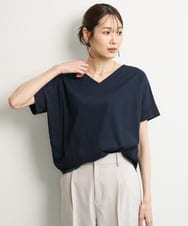 FOKGD40110 MK MICHEL KLEIN(MK ミッシェルクラン) [接触冷感/洗える]ストライプチュールカットソー ライトブルー