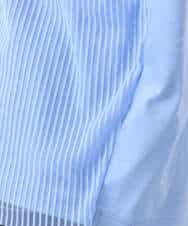 FOKGD40110 MK MICHEL KLEIN(MK ミッシェルクラン) ストライプチュールカットソー/接触冷感/洗える ライトブルー