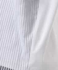 FOKGD40110 MK MICHEL KLEIN(MK ミッシェルクラン) ストライプチュールカットソー/接触冷感/洗える ライトブルー