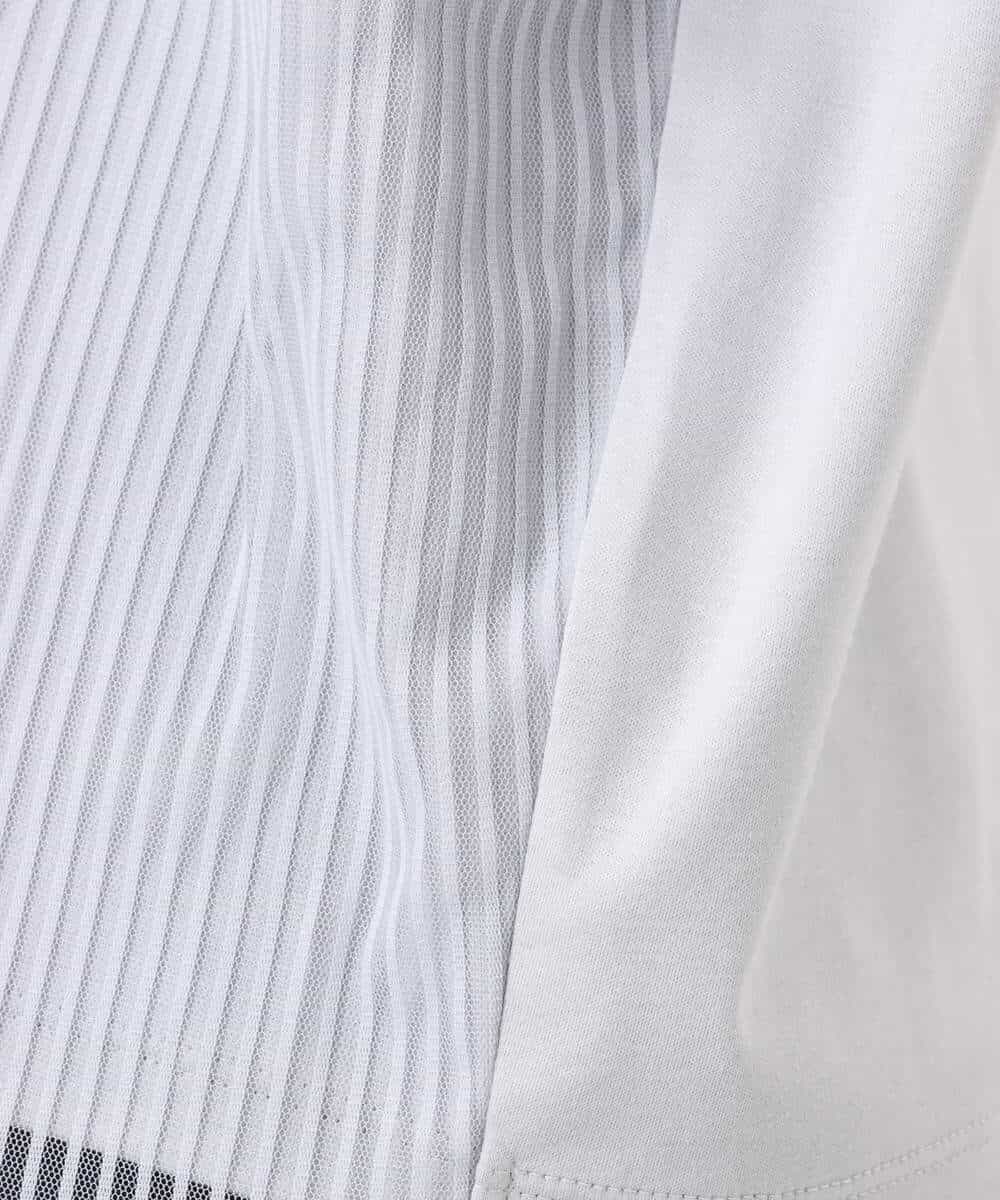 FOKGD40110 MK MICHEL KLEIN(MK ミッシェルクラン) ストライプチュールカットソー/接触冷感/洗える ライトブルー