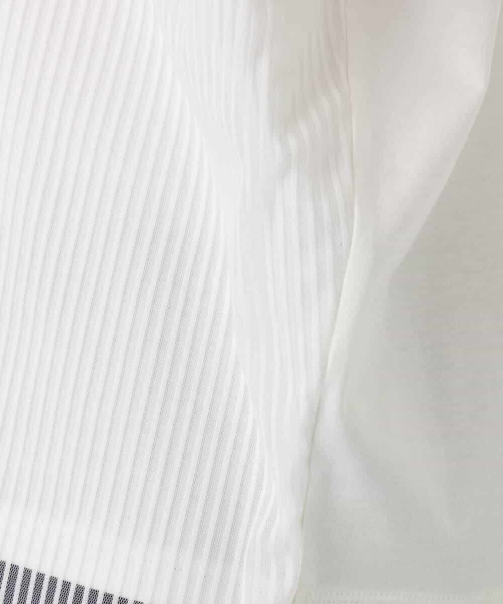 FOKGD40110 MK MICHEL KLEIN(MK ミッシェルクラン) ストライプチュールカットソー/接触冷感/洗える ライトブルー