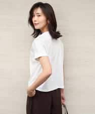 FOKGD40110 MK MICHEL KLEIN(MK ミッシェルクラン) [接触冷感/洗える]ストライプチュールカットソー ライトブルー