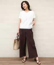 FOKGD40110 MK MICHEL KLEIN(MK ミッシェルクラン) [接触冷感/洗える]ストライプチュールカットソー ライトブルー