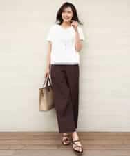 FOKGD40110 MK MICHEL KLEIN(MK ミッシェルクラン) [接触冷感/洗える]ストライプチュールカットソー ライトブルー