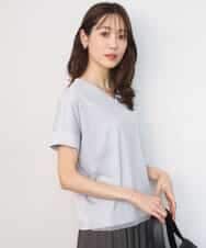 FOKGD40110 MK MICHEL KLEIN(MK ミッシェルクラン) ストライプチュールカットソー/接触冷感/洗える ライトグレー