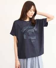 FOKGD60085 MK MICHEL KLEIN(MK ミッシェルクラン) [UVカット/接触冷感/洗える]デザインロゴTシャツ ネイビー