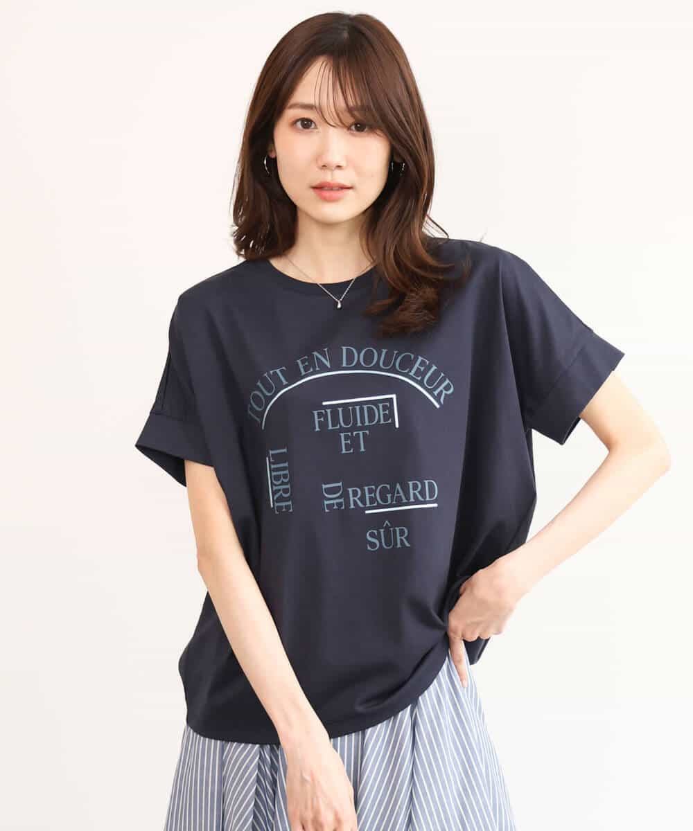 FOKGD60085 MK MICHEL KLEIN(MK ミッシェルクラン) [UVカット/接触冷感/洗える]デザインロゴTシャツ ホワイト