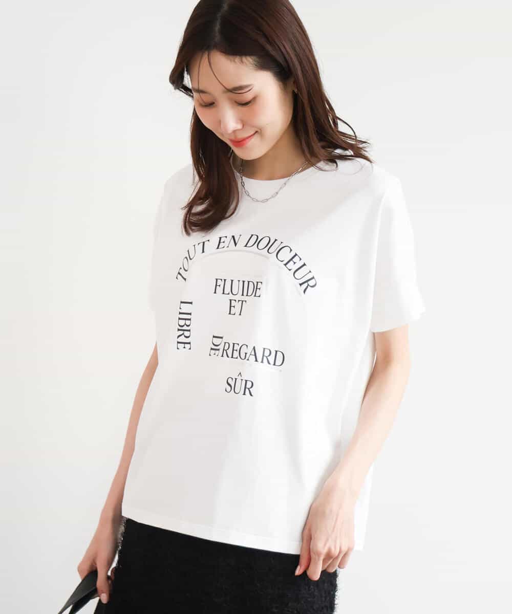 FOKGD60085 MK MICHEL KLEIN(MK ミッシェルクラン) [UVカット/接触冷感/洗える]デザインロゴTシャツ ホワイト