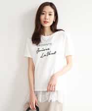 FOKGD61085 MK MICHEL KLEIN(MK ミッシェルクラン) [UVカット/接触冷感/洗える]デザインロゴTシャツ ホワイト