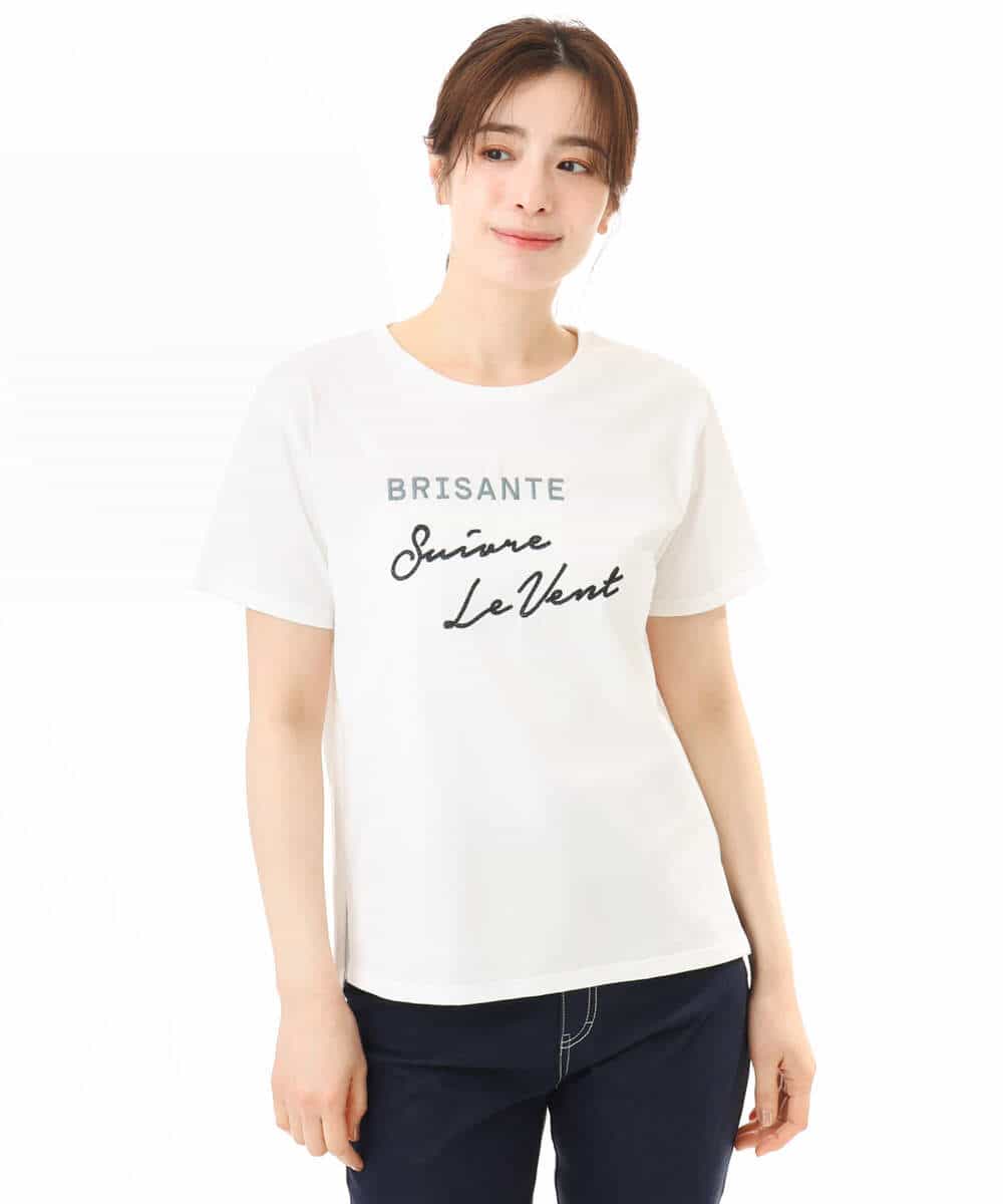 FOKGD61085 MK MICHEL KLEIN(MK ミッシェルクラン) [UVカット/接触冷感/洗える]デザインロゴTシャツ ホワイト