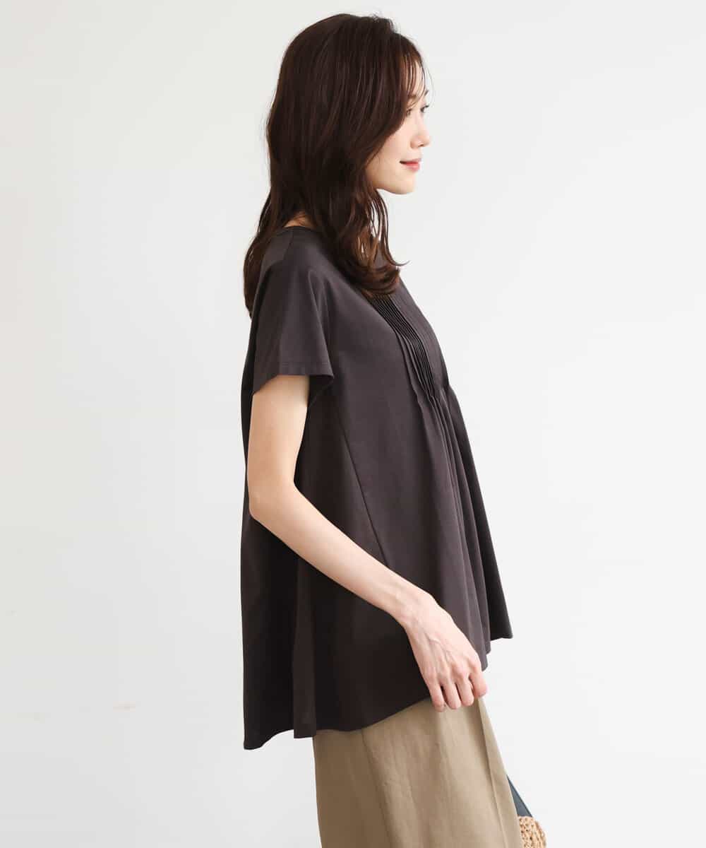 FOKGD62130 MK MICHEL KLEIN(MK ミッシェルクラン) [接触冷感/洗える]シルケット天竺Aラインカットソー ブラウン