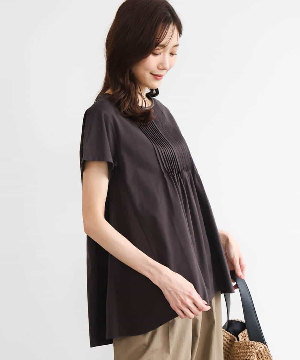 FOKGD62130 MK MICHEL KLEIN(MK ミッシェルクラン) [接触冷感/洗える]シルケット天竺Aラインカットソー ホワイト
