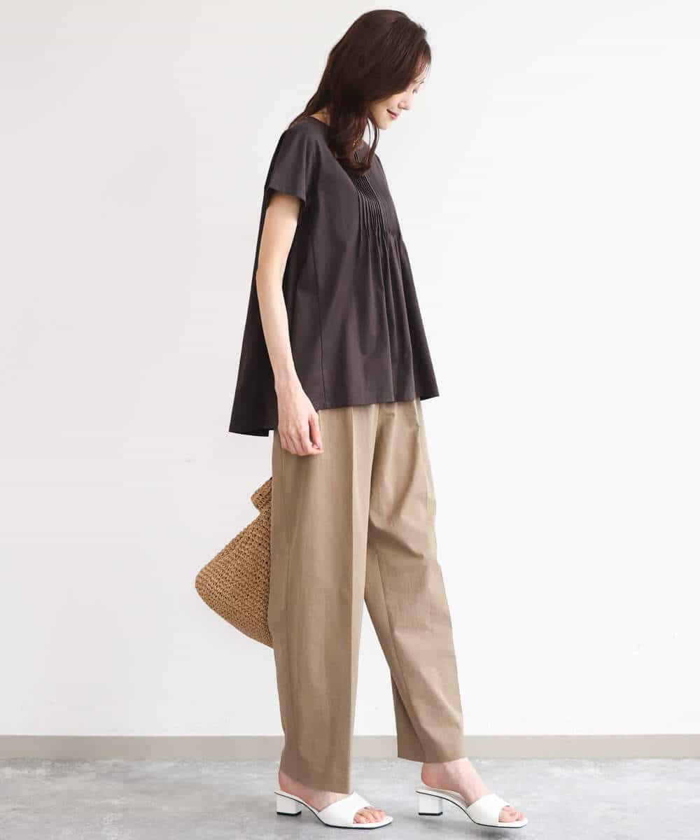 FOKGD62130 MK MICHEL KLEIN(MK ミッシェルクラン) [接触冷感/洗える]シルケット天竺Aラインカットソー ホワイト