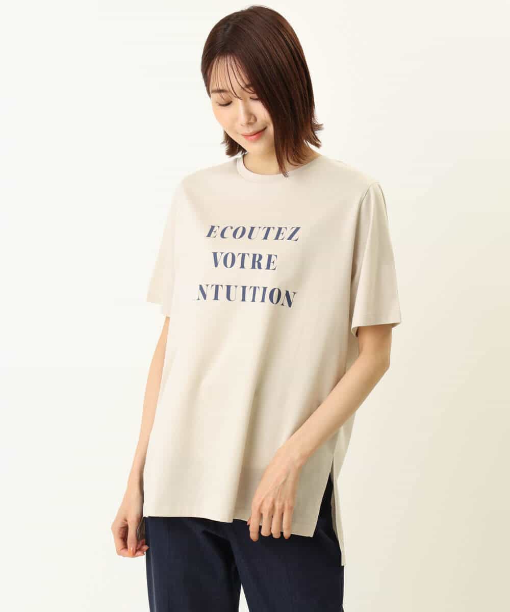 FOKGP06085 MK MICHEL KLEIN(MK ミッシェルクラン) ロゴTシャツ/洗える ベージュ