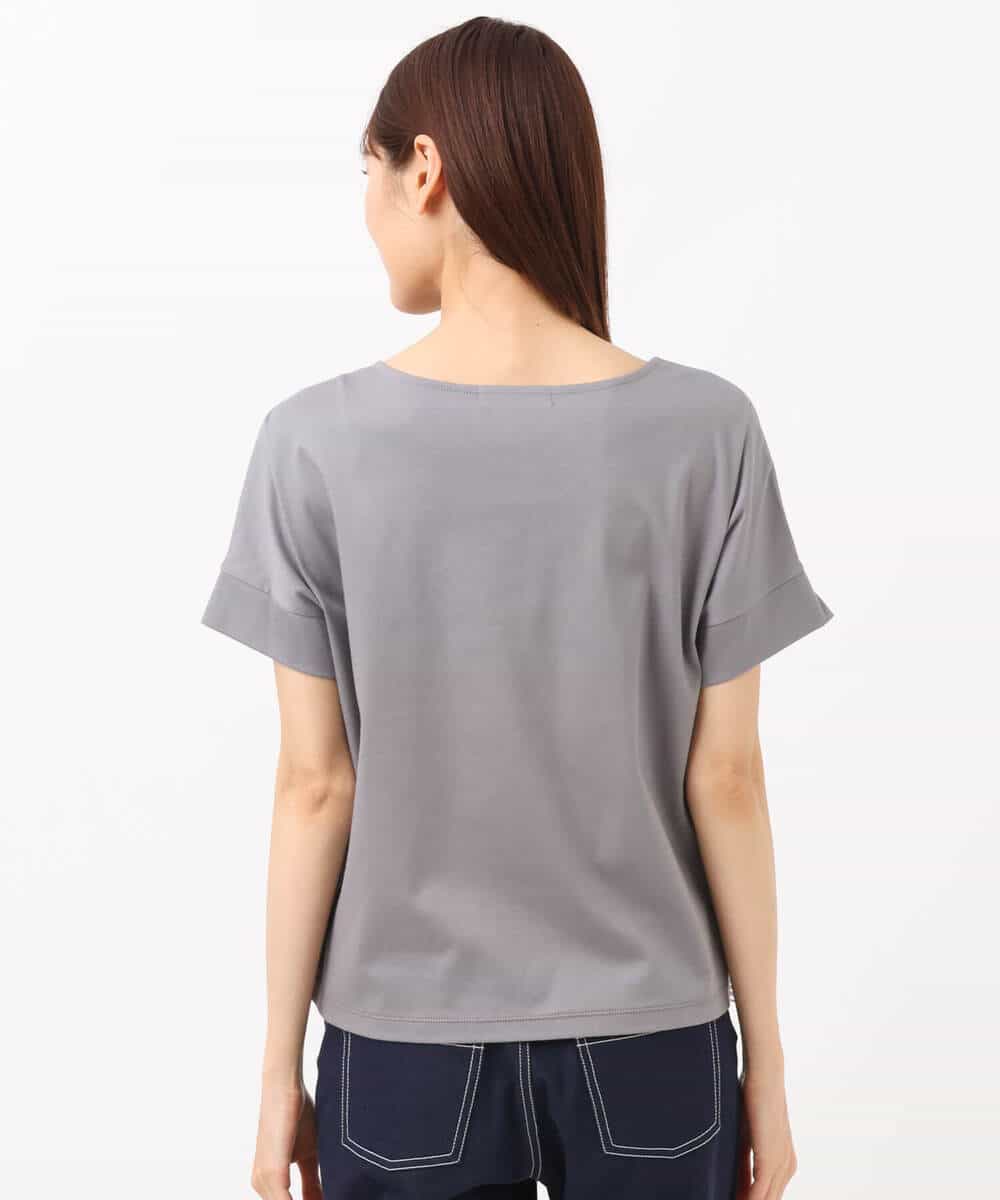 FOKGS01096 MK MICHEL KLEIN(MK ミッシェルクラン) ボーダーチュールカットソー/洗える グレー