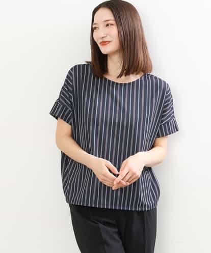 FOKGS03090 MK MICHEL KLEIN ストライプ柄Tカットソー/洗える