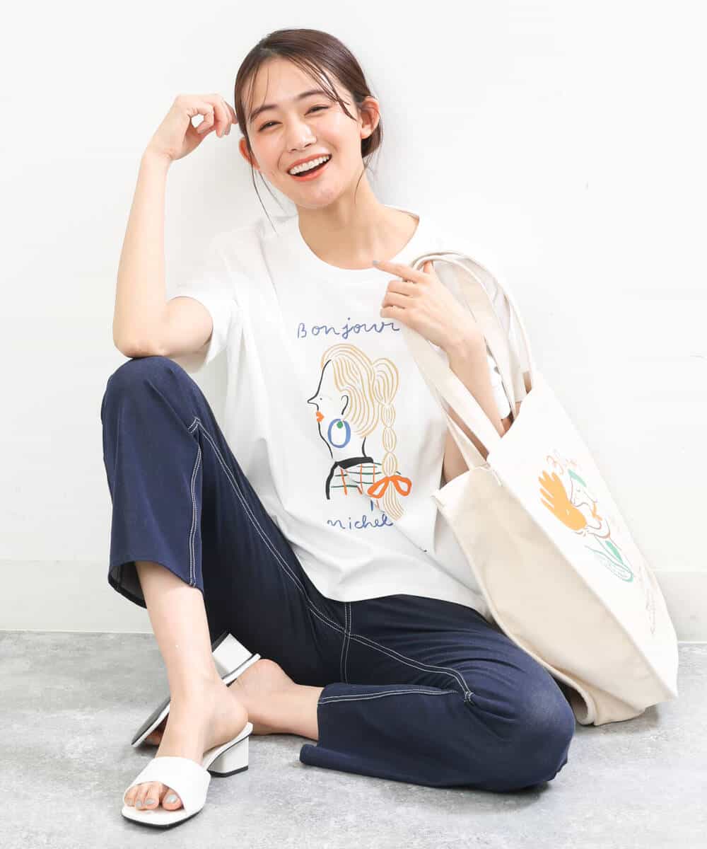 FOKGS05090 MK MICHEL KLEIN(MK ミッシェルクラン) 【Marie Assénat×MK MICHEL KLEIN】30周年記念コラボTシャツ ホワイト