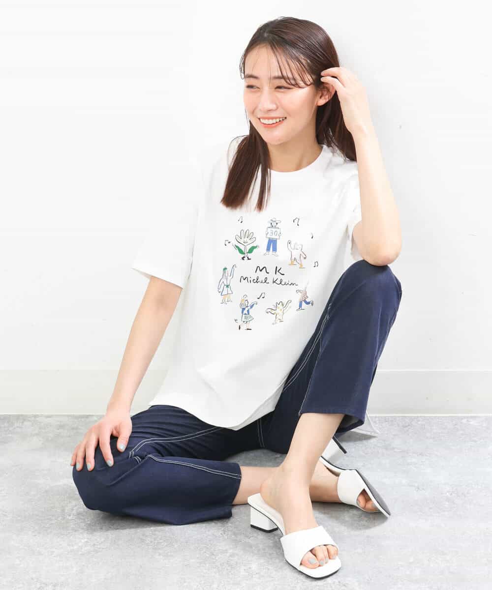 FOKGS06090 MK MICHEL KLEIN(MK ミッシェルクラン) 【Marie Assénat×MK MICHEL KLEIN】30周年記念コラボTシャツ ホワイト