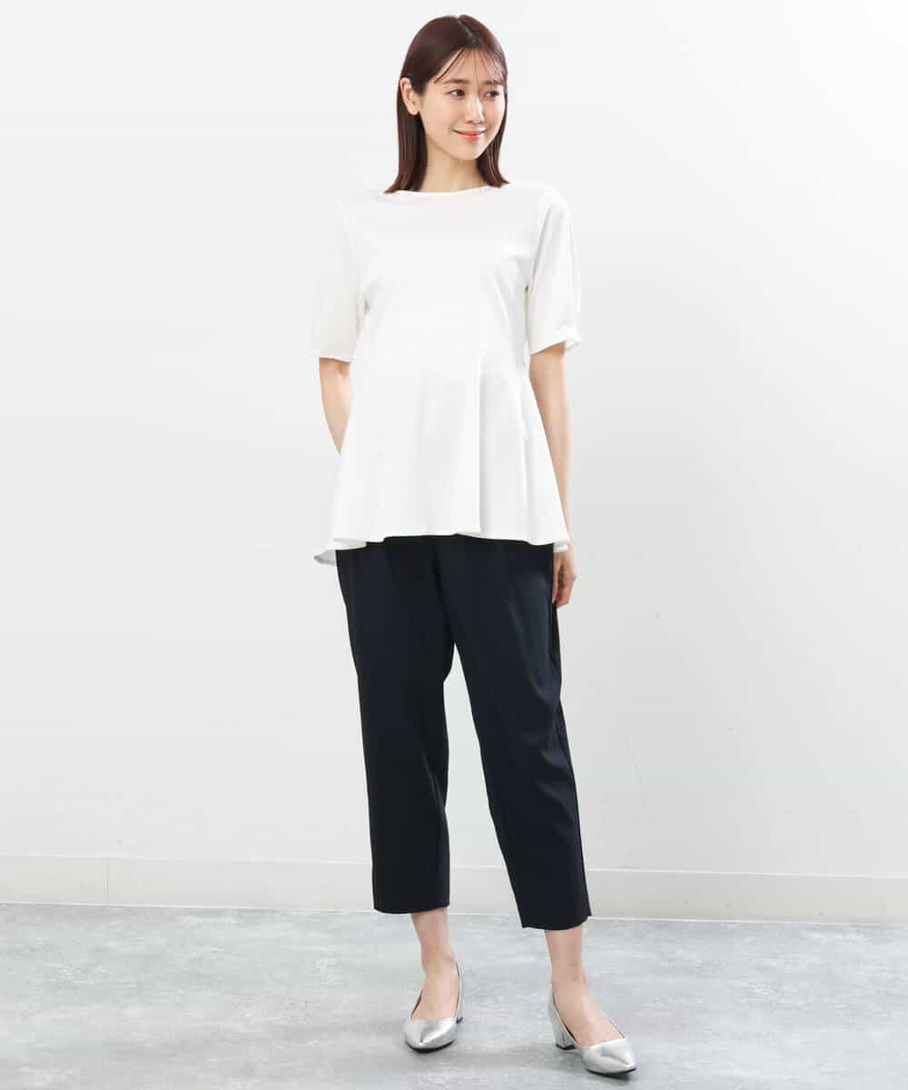 FOKGS07110 MK MICHEL KLEIN(MK ミッシェルクラン) ペプラムシルエットカットソー/洗える ブルー