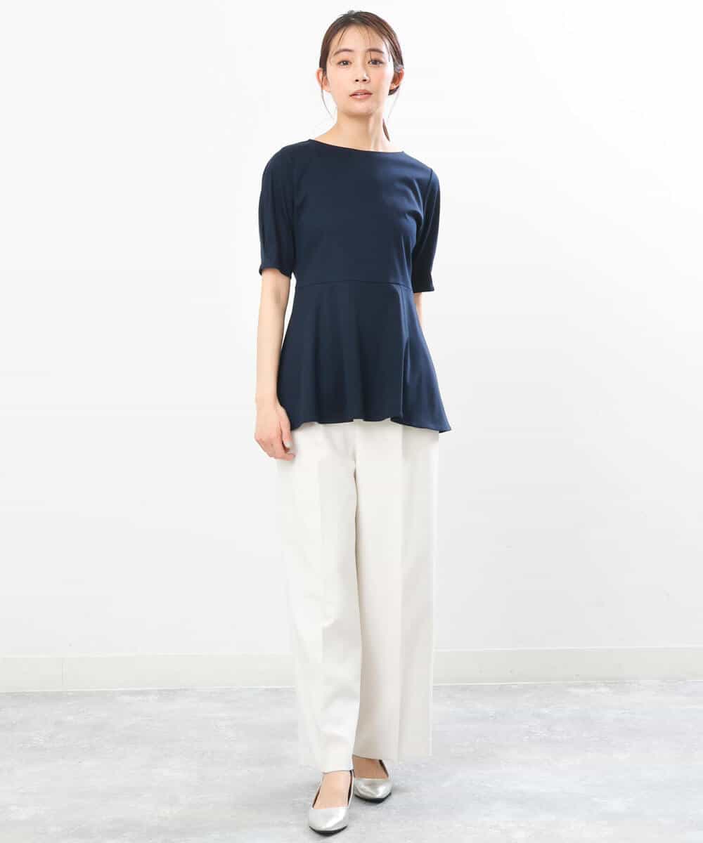 FOKGS07110 MK MICHEL KLEIN(MK ミッシェルクラン) ペプラムシルエットカットソー/洗える ブルー