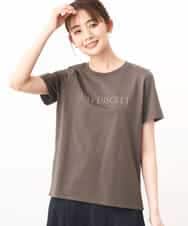 FOKGV61075 MK MICHEL KLEIN(MK ミッシェルクラン) [シンプル派に]発泡プリントロゴTシャツ/接触冷感/洗える ブラウン