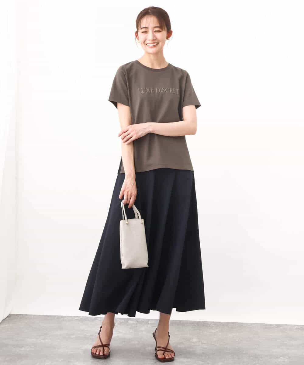 FOKGV61075 MK MICHEL KLEIN(MK ミッシェルクラン) [シンプル派に]発泡プリントロゴTシャツ/接触冷感/洗える ホワイト