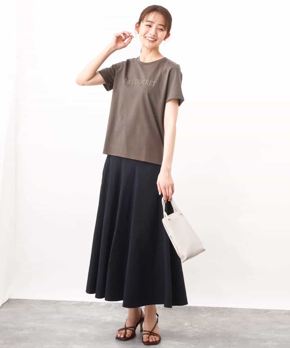 FOKGV61075 MK MICHEL KLEIN(MK ミッシェルクラン) [シンプル派に]発泡プリントロゴTシャツ/接触冷感/洗える ホワイト