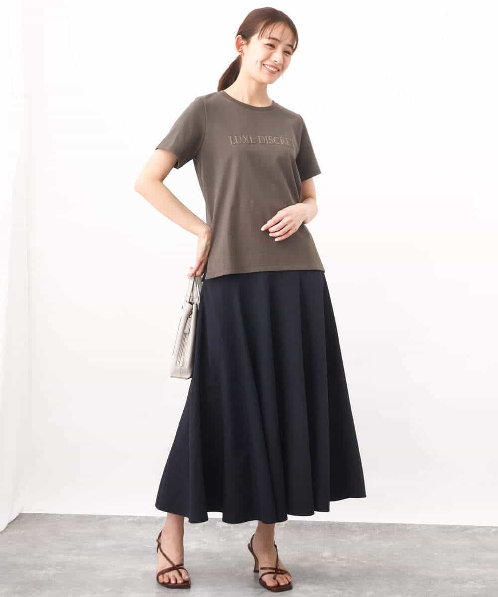 FOKGV61075 MK MICHEL KLEIN(MK ミッシェルクラン) [シンプル派に]発泡プリントロゴTシャツ/接触冷感/洗える ホワイト