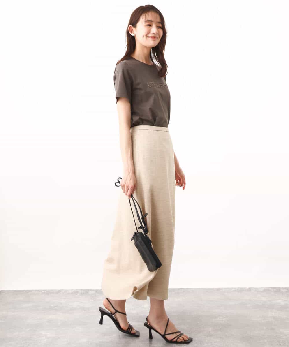 FOKGV61075 MK MICHEL KLEIN(MK ミッシェルクラン) [シンプル派に]発泡プリントロゴTシャツ/接触冷感/洗える ホワイト