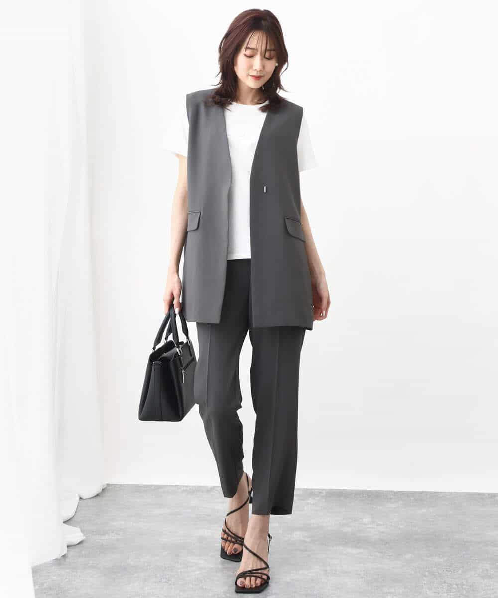FOKGV61075 MK MICHEL KLEIN(MK ミッシェルクラン) [シンプル派に]発泡プリントロゴTシャツ/接触冷感/洗える ホワイト